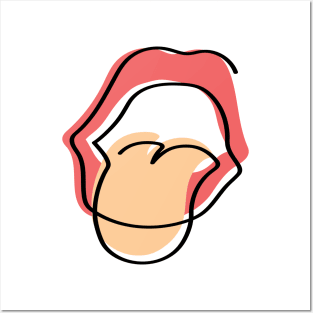 One Line | minimal | Mouth with Tongue Sticking Out Posters and Art